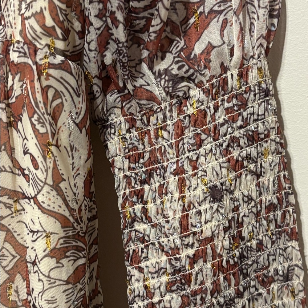 NWOT REVOLVE Coastal Cowgirl Brock Mini Dress in Brown & Ivory Floral - Picture 8 of 13